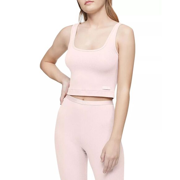 ♡ Calvin Klein ♡ Sleepwear Pure Ribbed Crop Tank Top - Picture 2 of 6